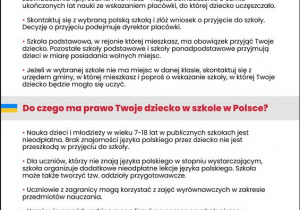 ulotka w kolorach białym i czerwonym zawierająca informacje w języku polskim dotyczące edukacji dzieci z Ukrainy na terenie Polski